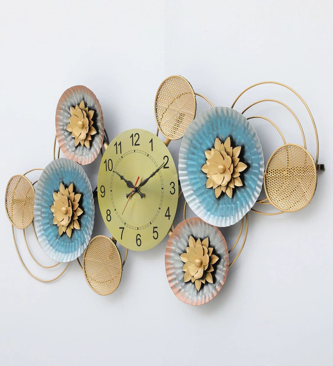 Handmade Multicolour Metal Wall Clock,