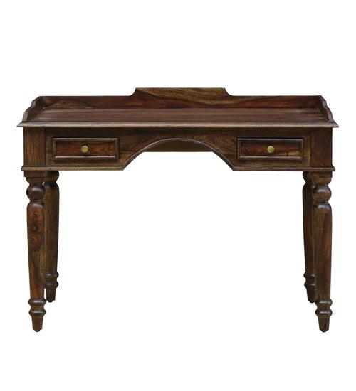 Lucia Evelyn Solid Wood Writing Table In Provincial Teak Finish - Ouch Cart 