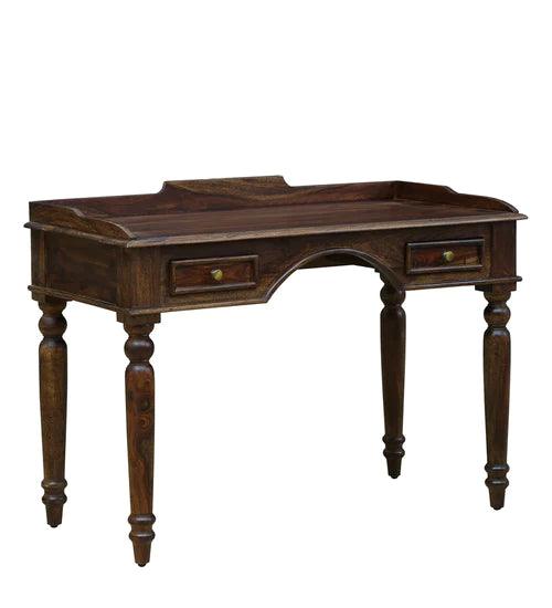 Lucia Evelyn Solid Wood Writing Table In Provincial Teak Finish - Ouch Cart 