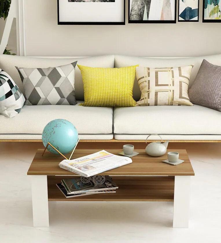 Coffee Table in Lyon Teak & White Finish - Ouch Cart 