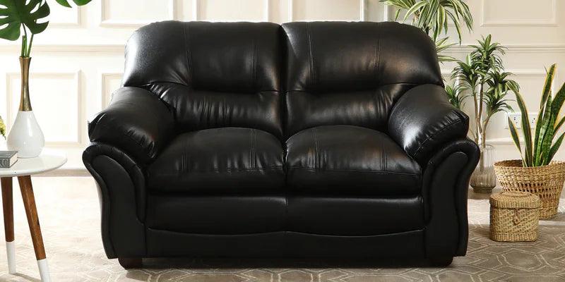 Leatherette 2 Seater Sofa In Black - Ouch Cart 