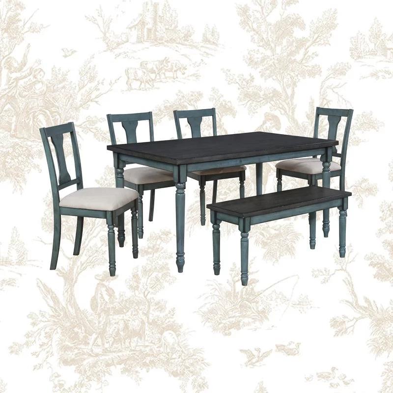 Toned Wood and Upholstered Dining Set - Ouch Cart 