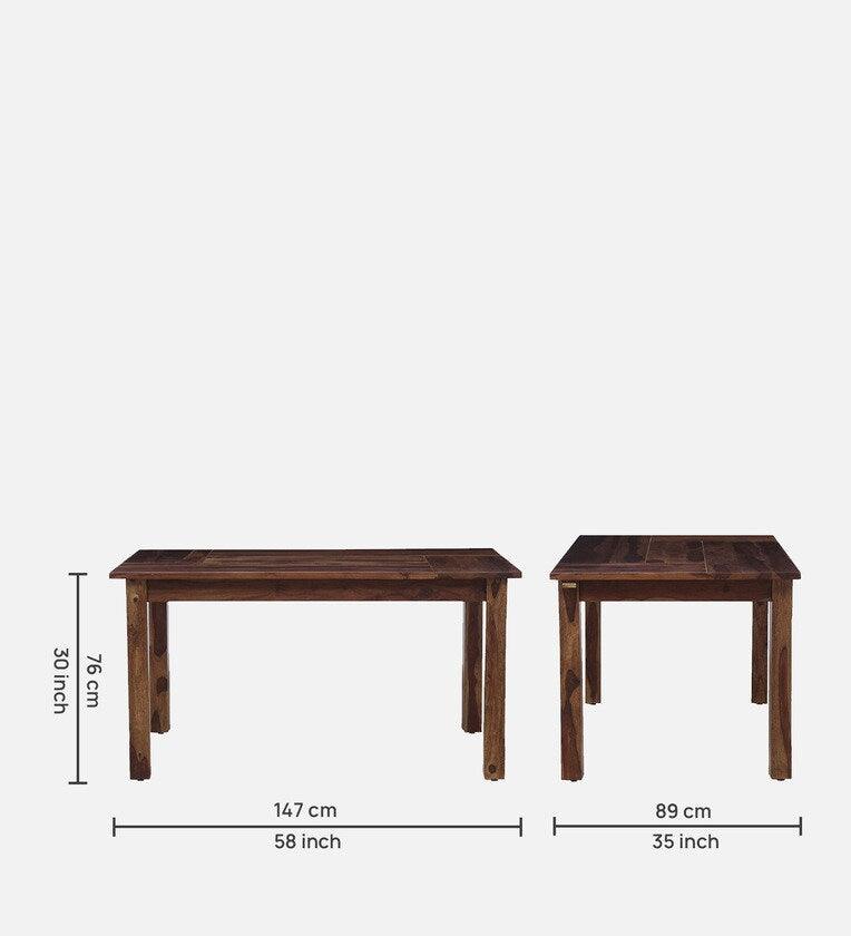 Sheesham Wood 6 Seater Dining Set In Provincial Teak Finish With Bench - Ouch Cart 