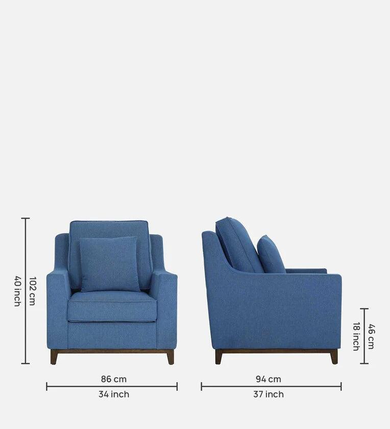 Fabric 1 Seater Sofa In Denim Blue Colour - Ouch Cart 