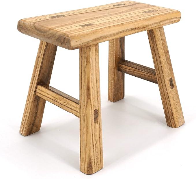 Solid Wood Stool Milking Stool 10" Height Wooden Step Stool Simple Wooden Viking Stool (12" Long 6" Wide) - Ouch Cart 