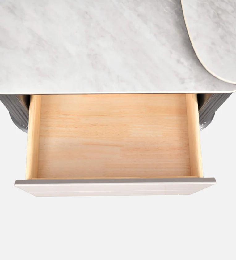 Marble Top Coffee Table in Grey Colour With Rotateable Top & 2 Pouffes - Ouch Cart 