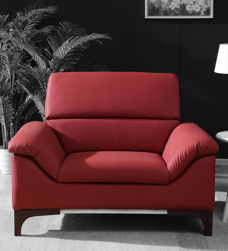 Leatherette 1 Seater Sofa In Cranberry Colour - Ouch Cart 