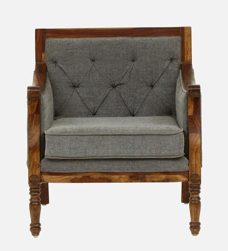 Sheesham Wood 1 Seater Sofa In Grey Colour - Ouch Cart 