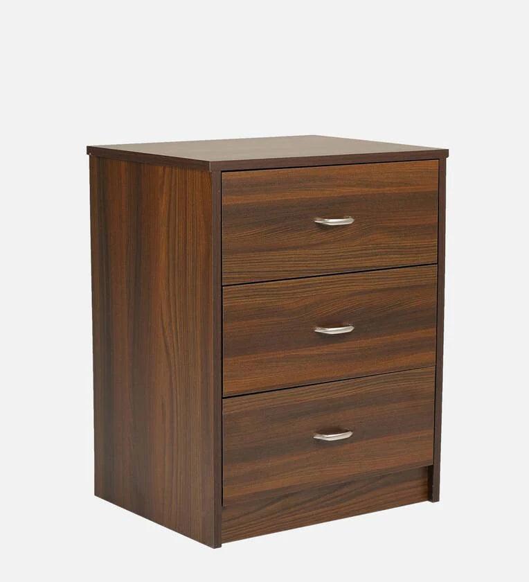 Bedside Table in Classic Walnut Finish with Drawers - Ouch Cart 