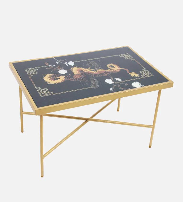 Dragon Glass Top Coffee Table in Black Colour - Ouch Cart 