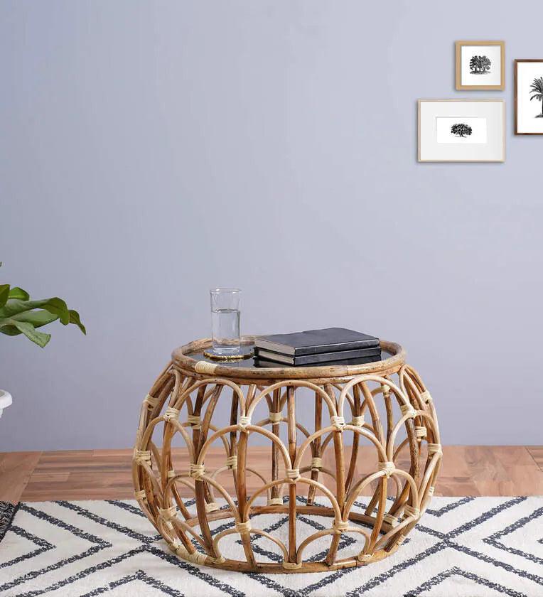 Rattan Coffee Table in Black & Brown Colour - Ouch Cart 