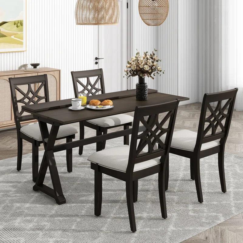 5 - Piece Solid Wood Top Trestle Dining Set - Ouch Cart 