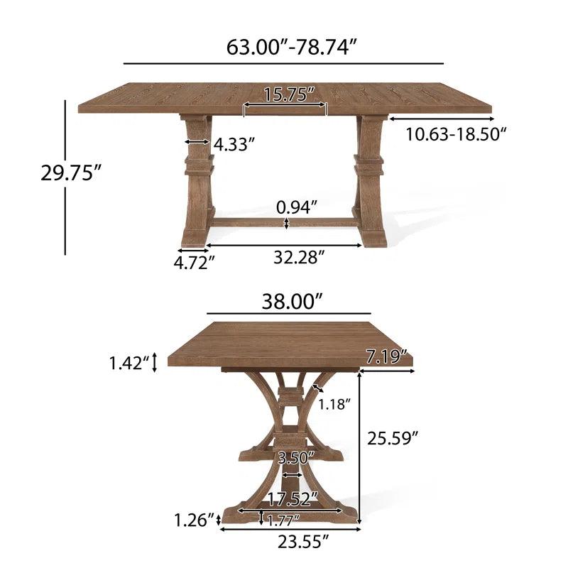 Extendable Trestle Dining Set - Ouch Cart 