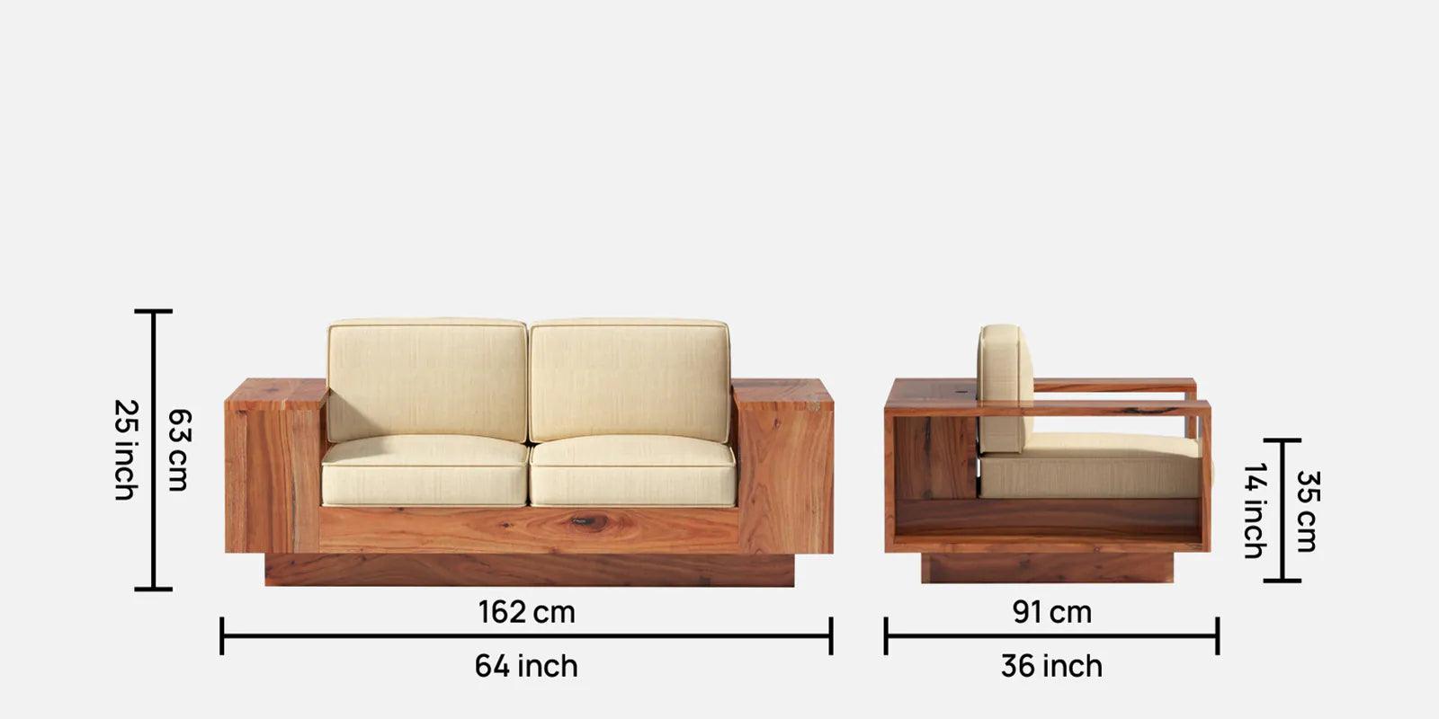 Solid Wood 2 Seater Sofa In Light Reddish Honey Finish - Ouch Cart 