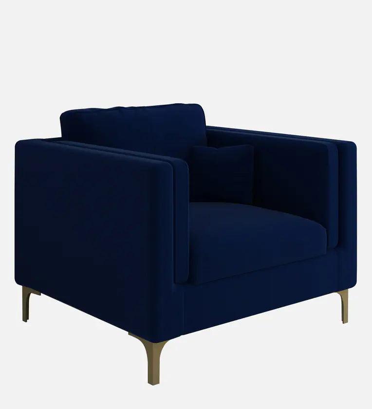 Velvet 1 Seater Sofa in Midnight Blue Colour - Ouch Cart 