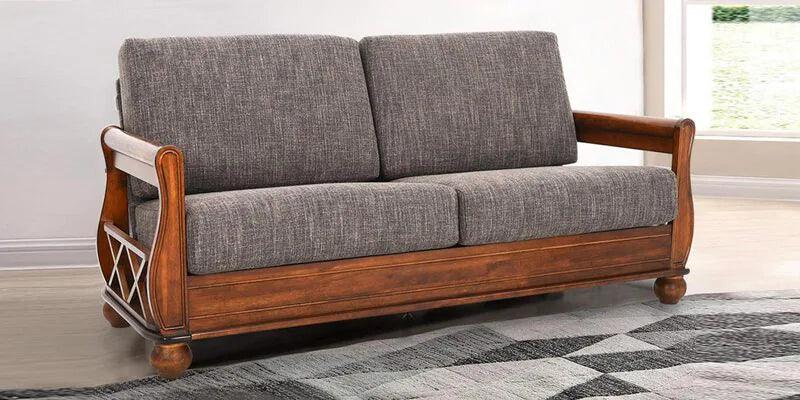 Solid Wood 3 Seater Sofa in Brown Colour - Ouch Cart 