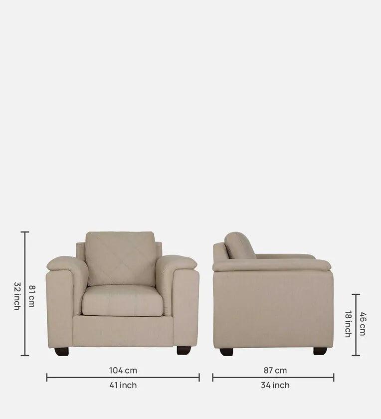 Fabric 1 Seater Sofa In Beige Colour - Ouch Cart 