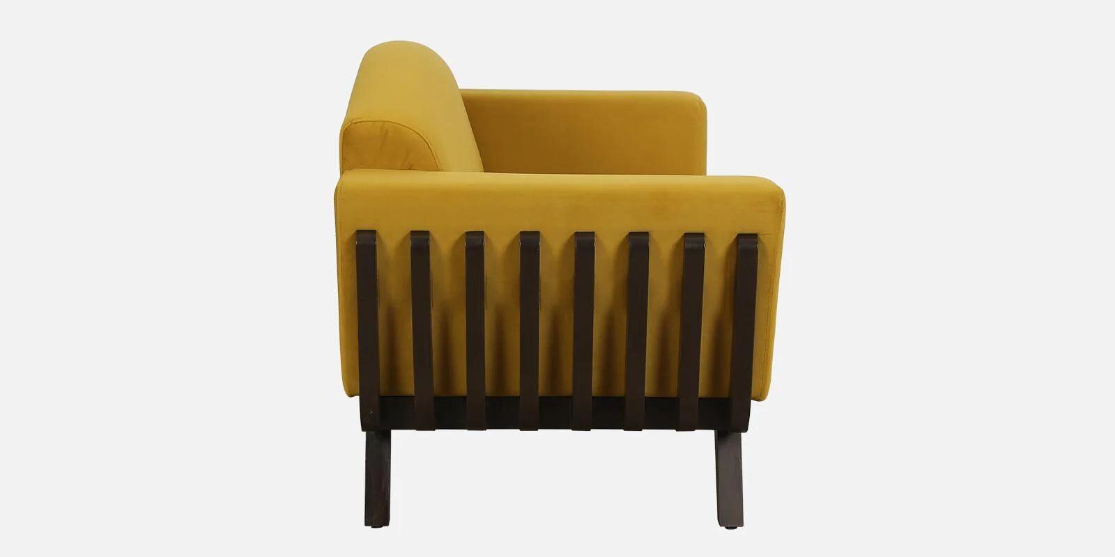 Solid Wood 2 Seater Sofa In Yellow Colour - Ouch Cart 