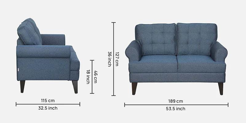 Fabric 2 Seater Sofa In Blue Colour - Ouch Cart 