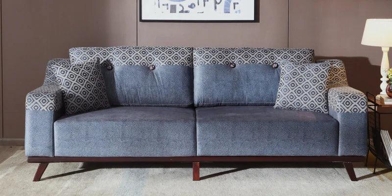 Fabric 3 Seater Sofa In Blue Colour - Ouch Cart 