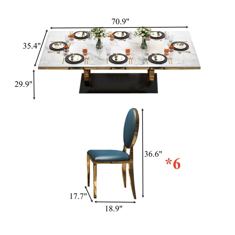 7 - Piece Faux Marble Top Pedestal Dining Set - Ouch Cart 