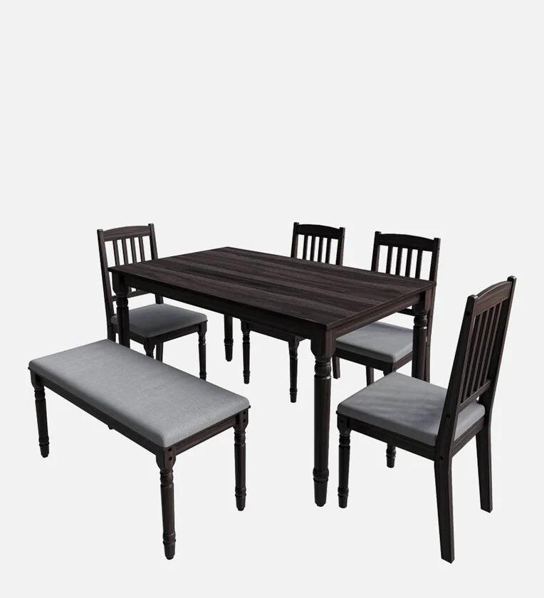 Sheesham Wood 6 Seater Dining Set In Vintage Dark Finish - Ouch Cart 