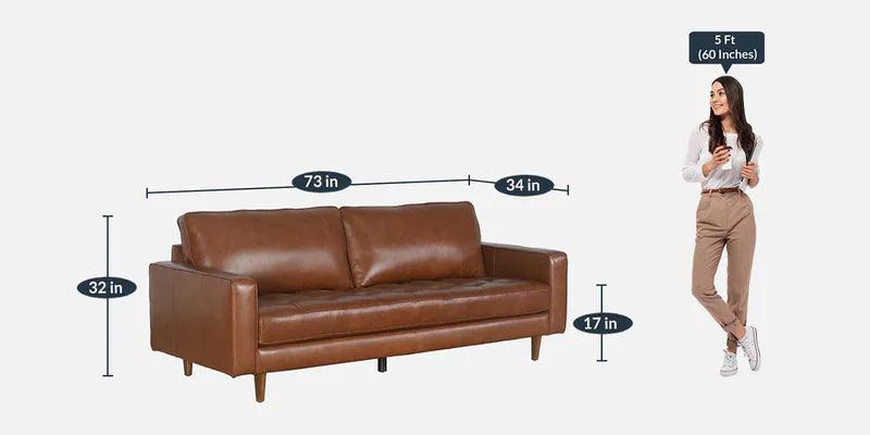 Leatherette 3 Seater Sofa In Tan Colour - Ouch Cart 