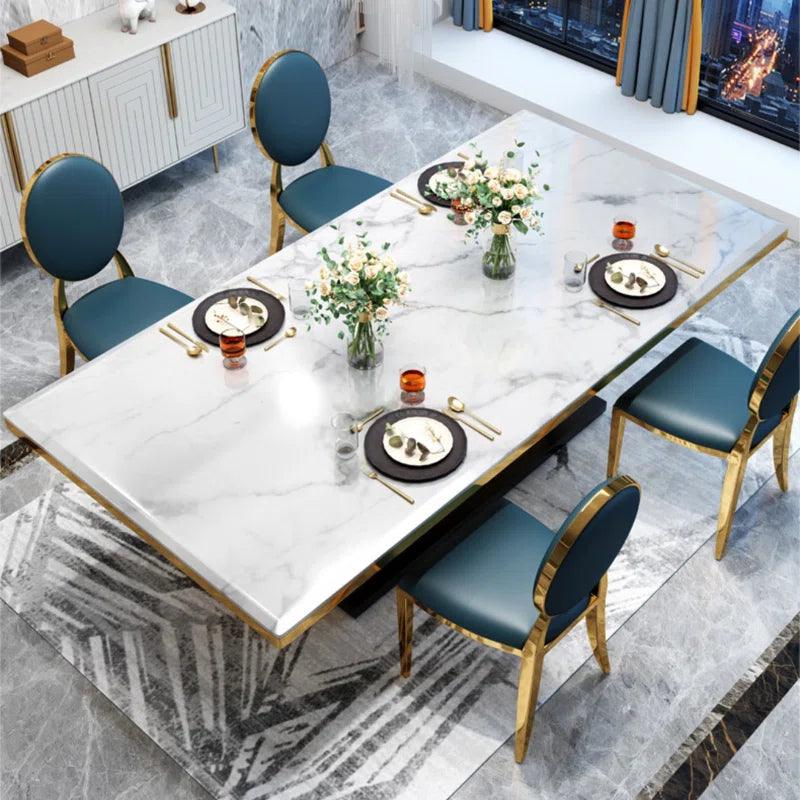 7 - Piece Faux Marble Top Pedestal Dining Set - Ouch Cart 