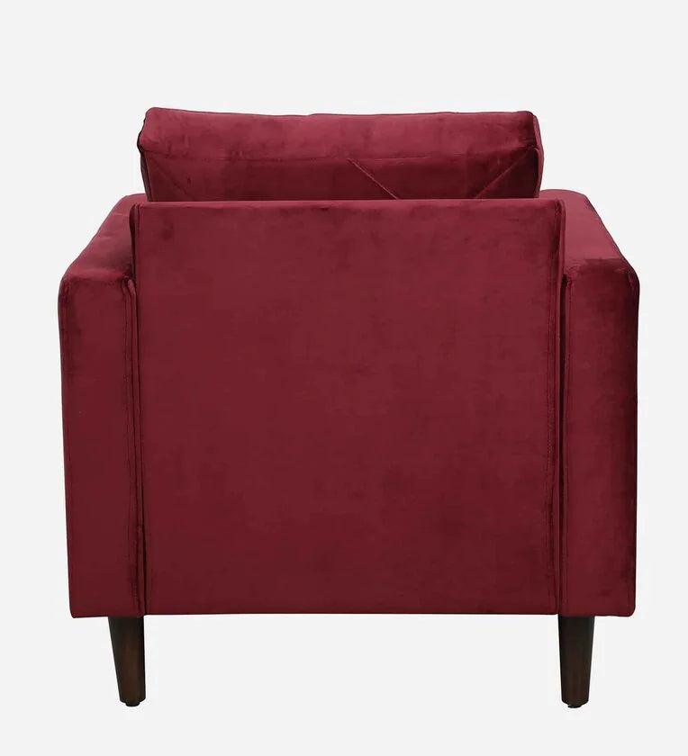 Velvet 1 Seater Sofa In Berry Red Colour - Ouch Cart 