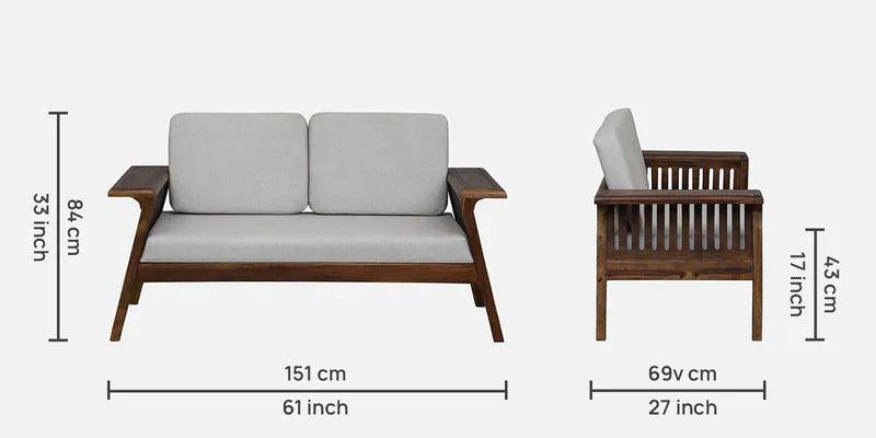 Sheesham Wood 2 Seater Sofa In Scratch Resistant Beige & Provincial Teak Finish - Ouch Cart 