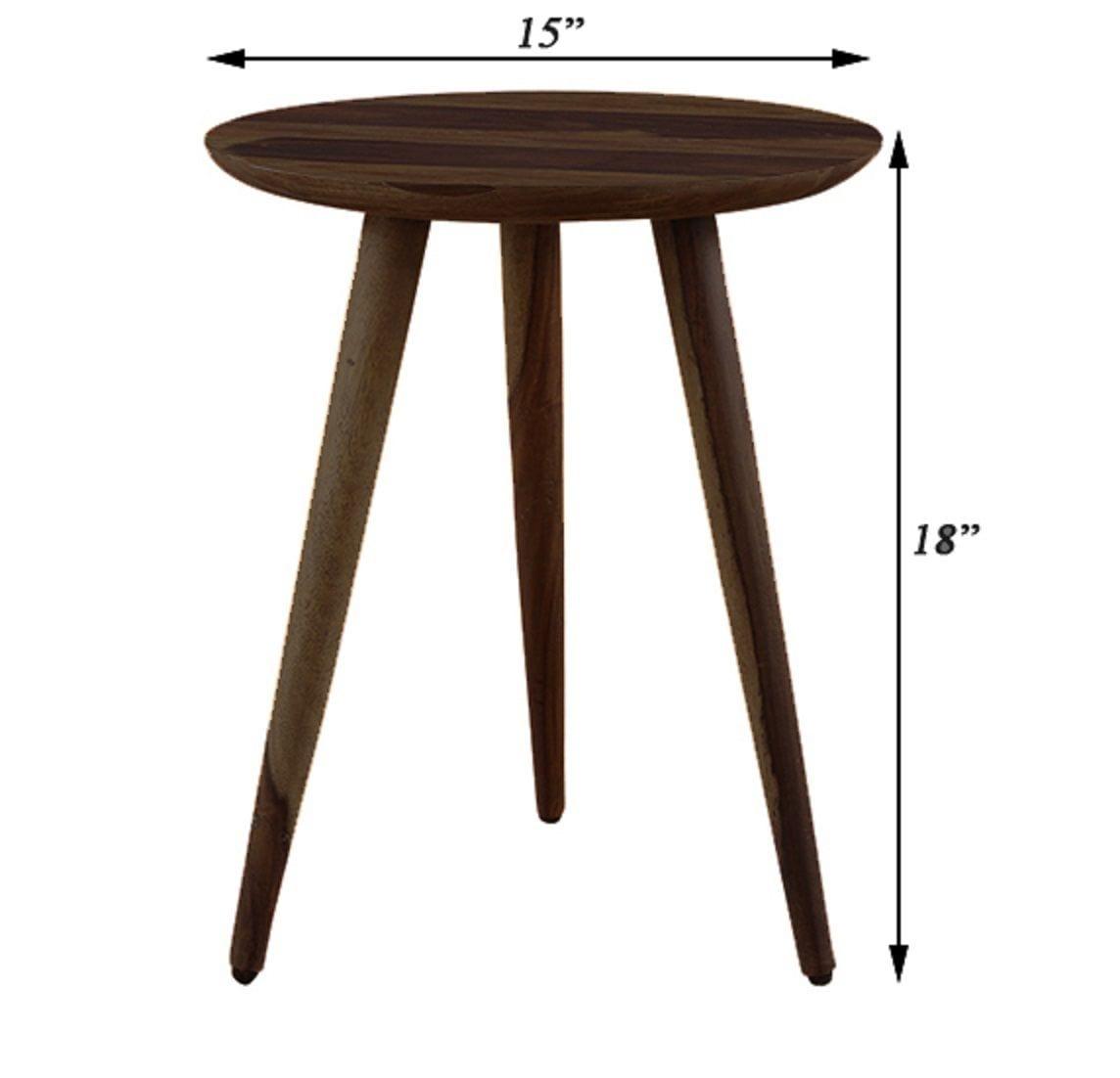 Sheesham Wood Tripod Stool In Walnut Finish - Ouch Cart 