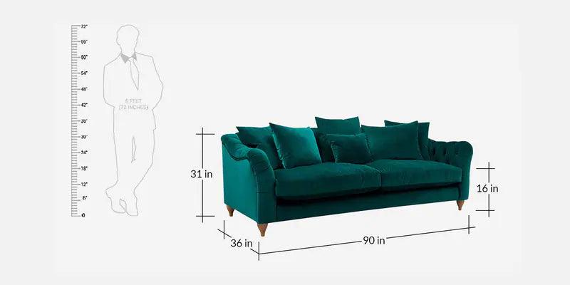 Fabric 3 Seater Sofa in Greenish Blue Colour - Ouch Cart 