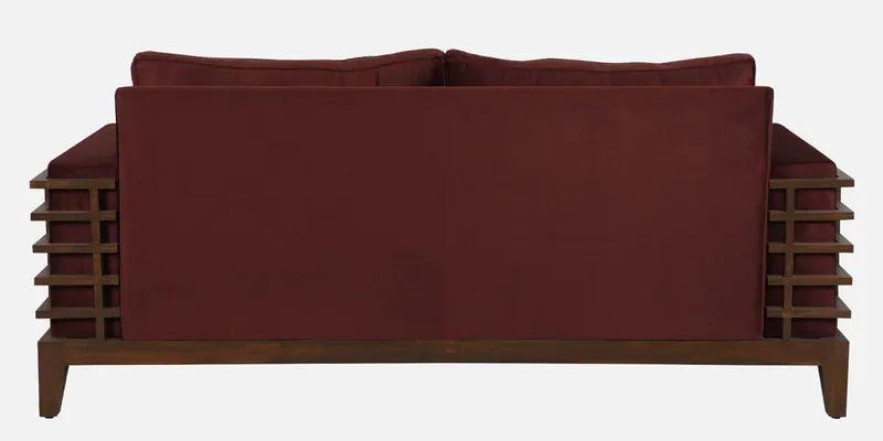 Solid Wood 3 Seater Sofa In Wine Red Colour - Ouch Cart 