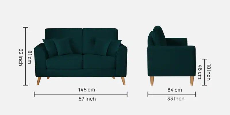 2 Seater Sofa In Velvet Emerald Green Colour - Ouch Cart 