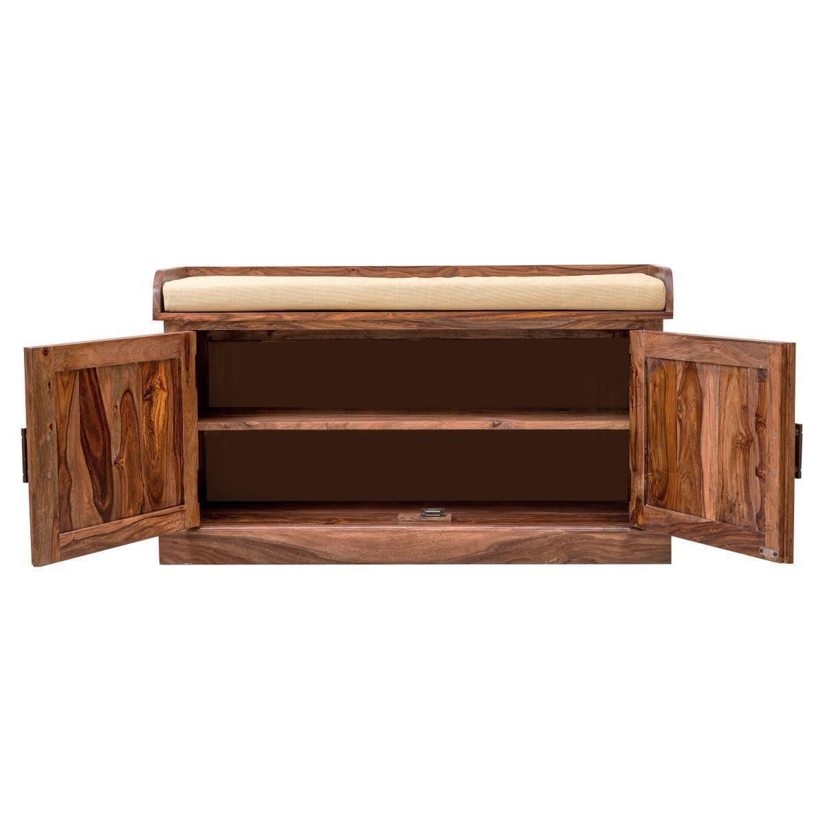 Sheesham Wood Hallway Storage Shoerack In Honey Finish