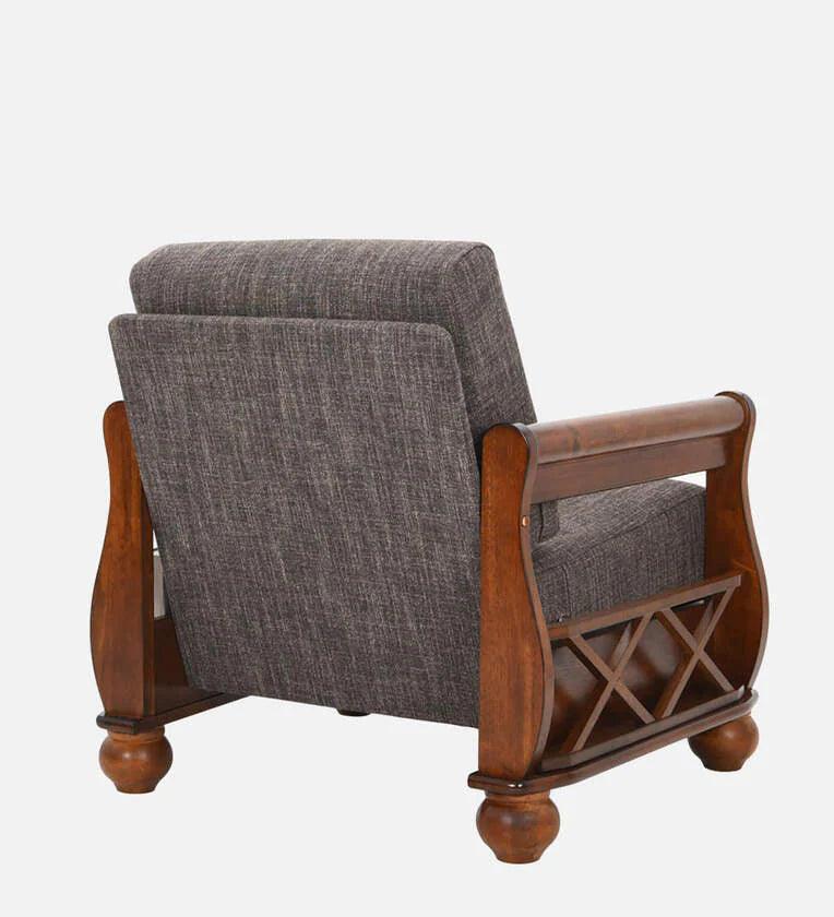 Solid Wood 1 Seater Sofa in Brown Colour - Ouch Cart 