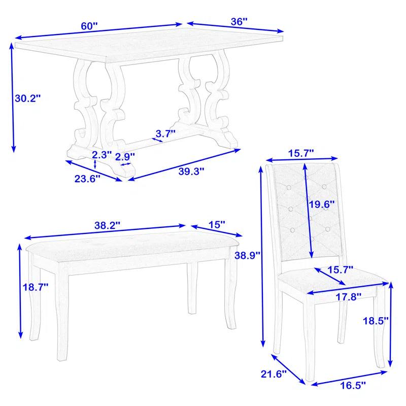 Unique-Designed Table, Upholstered Chairs and Bench - Ouch Cart 