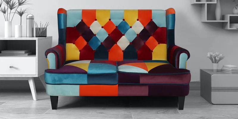 Velvet 2 Seater Sofa in Multi Colour - Ouch Cart 