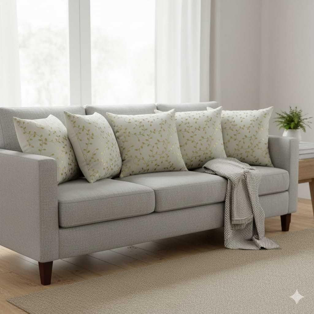 Blue Petal Velvet Cushion Covers 16 x 16 Inch for Sofa, Couch & Bed, Set of 5