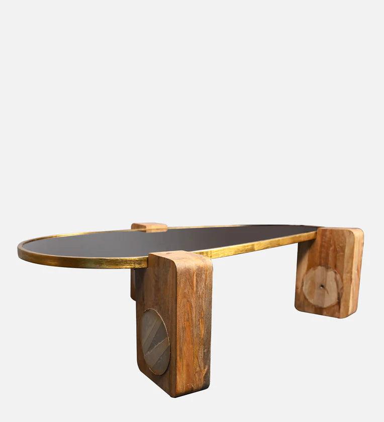 Glass Top Coffee Table In Dual Finish - Ouch Cart 