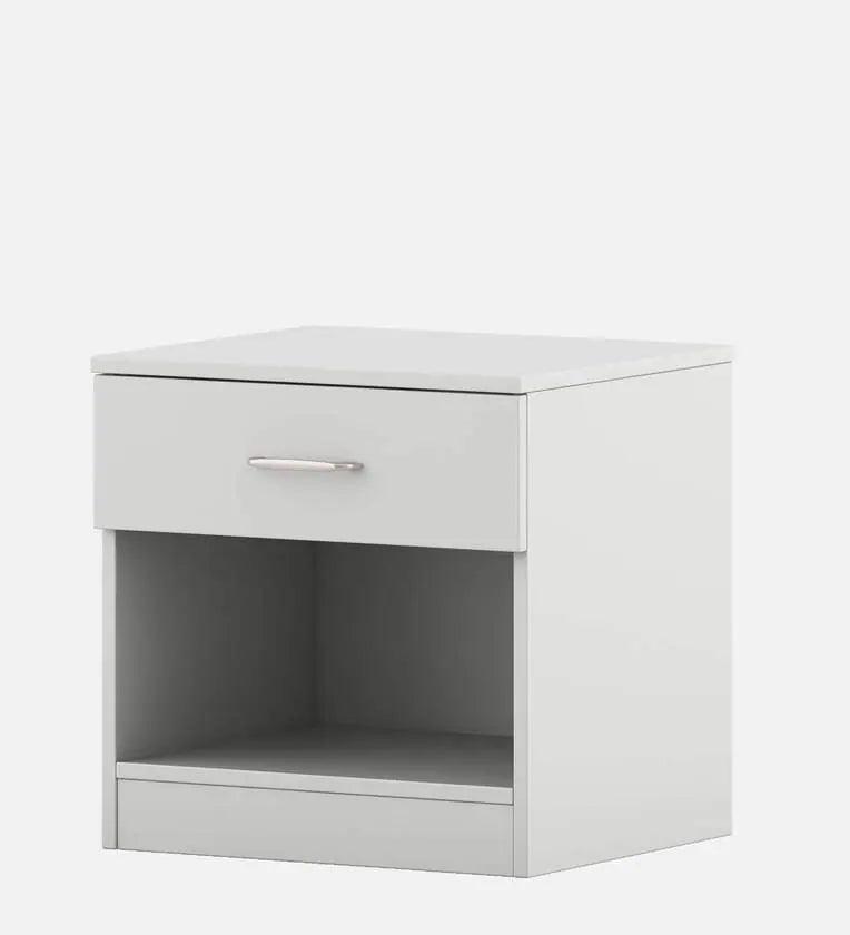 Bedside Table in Frosty White Finish with Drawer - Ouch Cart 