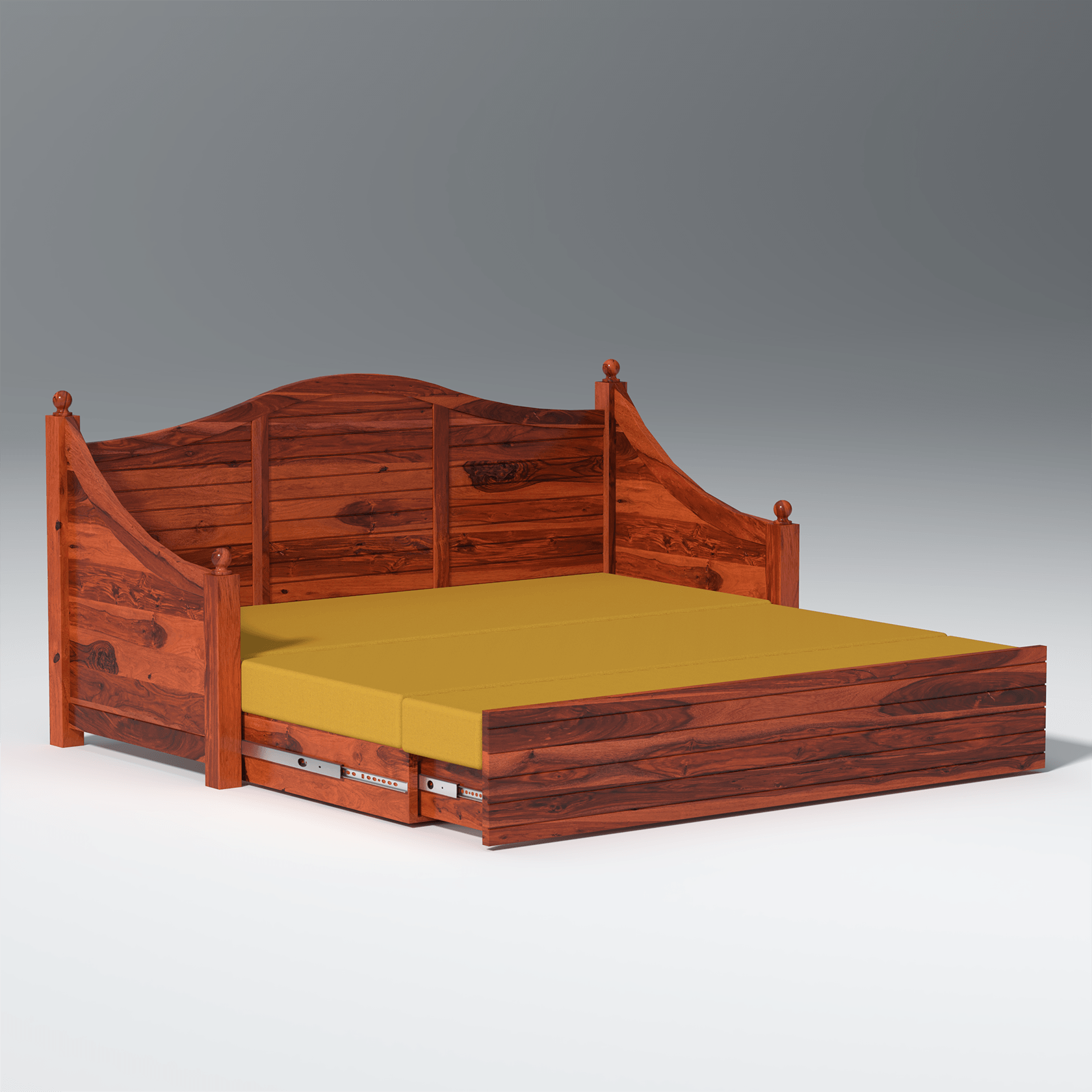 Noddings Nest Sheesham Wood Sofa Cum Bed In Reddish Rosewood - Ouch Cart 