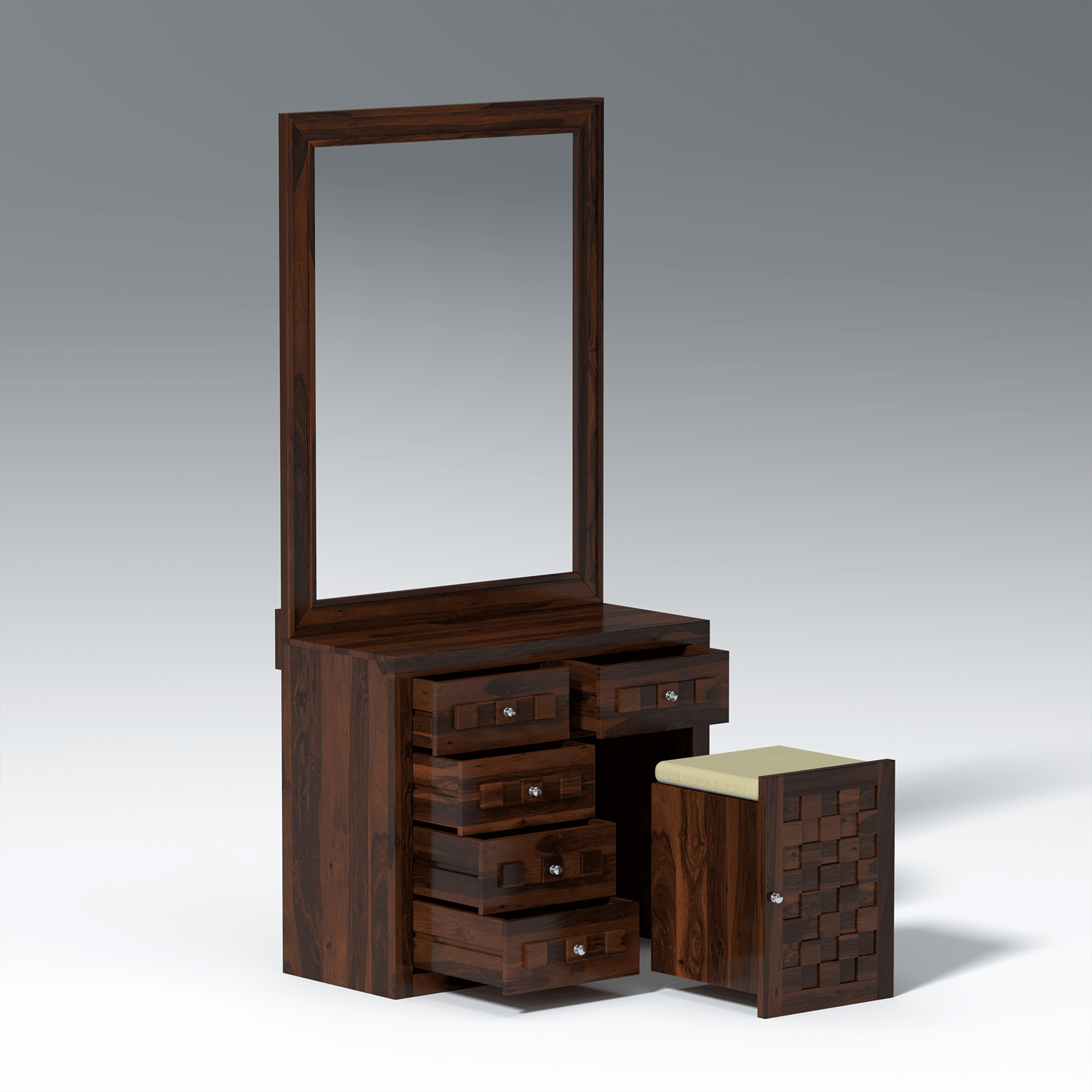 Eleca Sheesham Wood Dressing Table in Walnut color - Ouch Cart 