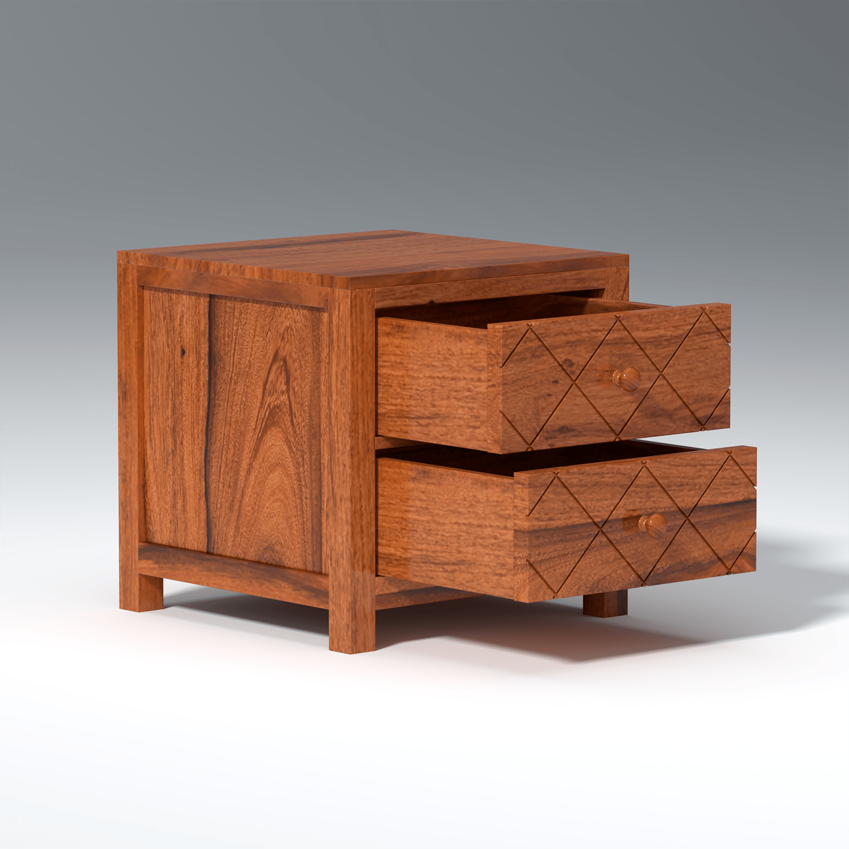 Lofted Sheesham Wood Bedside In Maharani color - Ouch Cart 