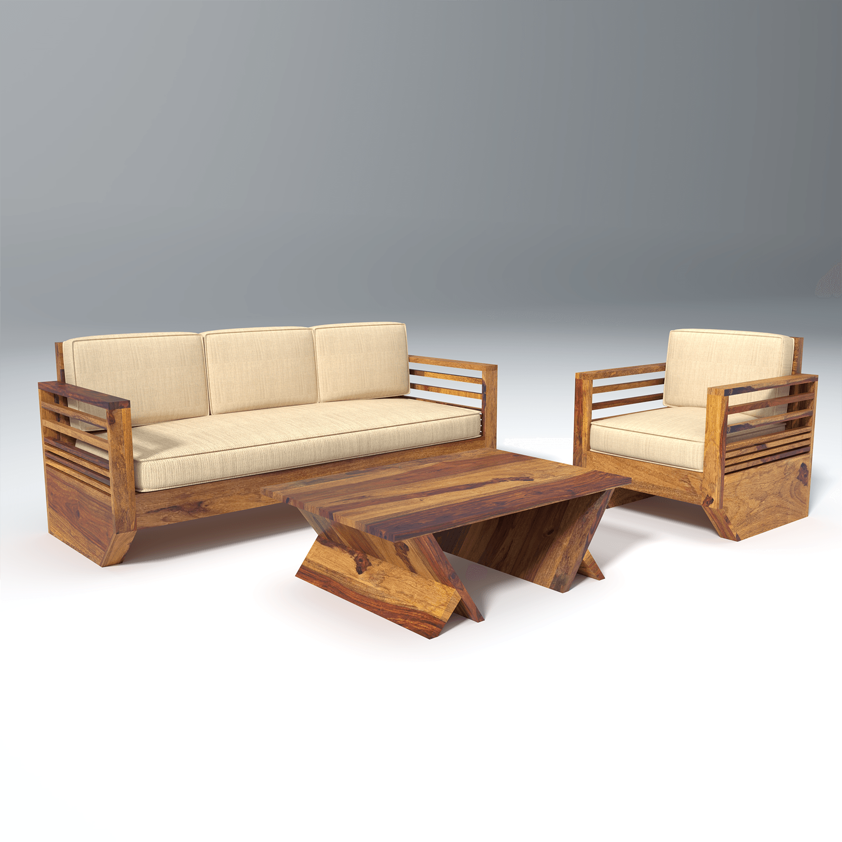 Plushify lounger Sofa Set with Coffee Table - Ouch Cart 