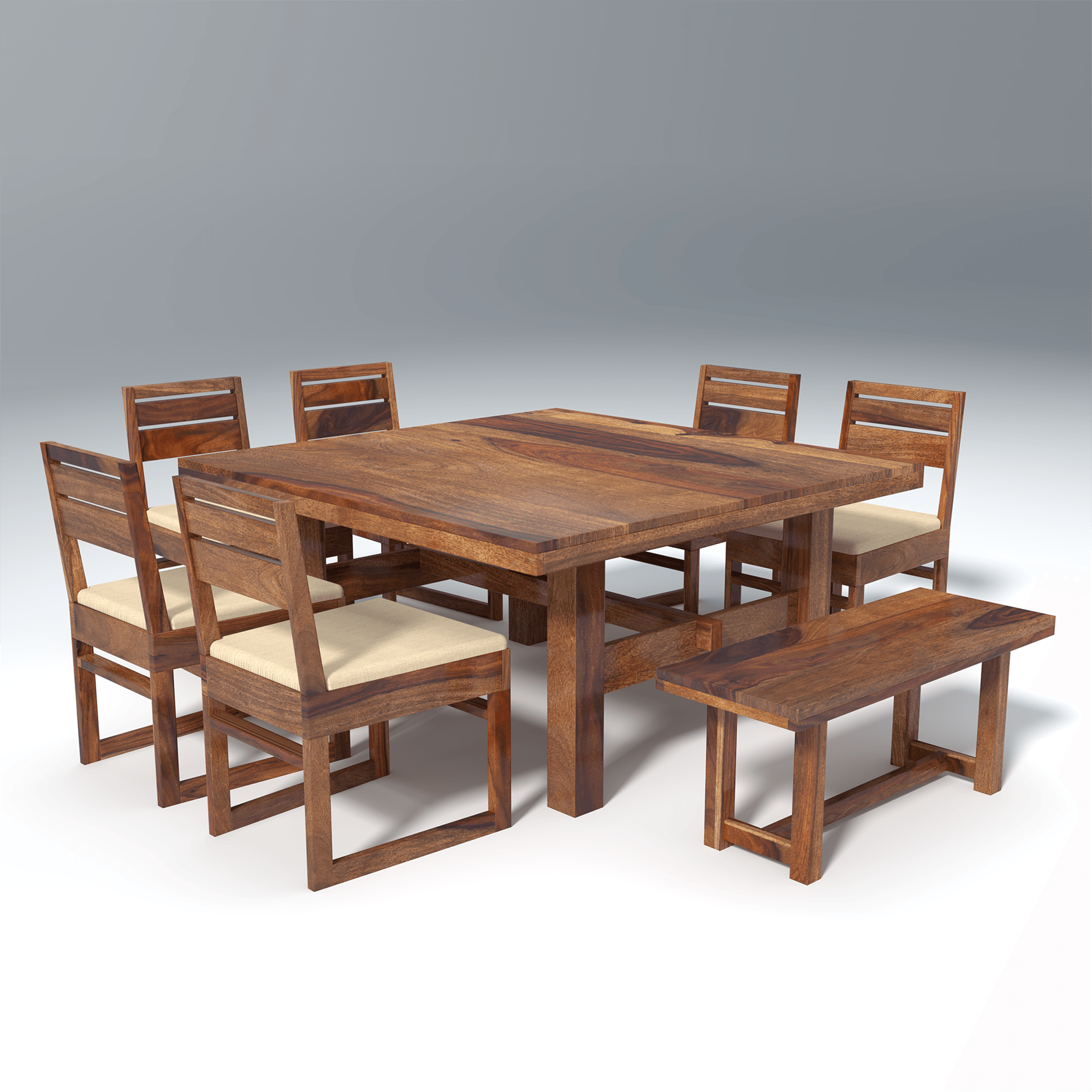 Crenn Sheesham wood Dining Set In Reddish walnut color - Ouch Cart 