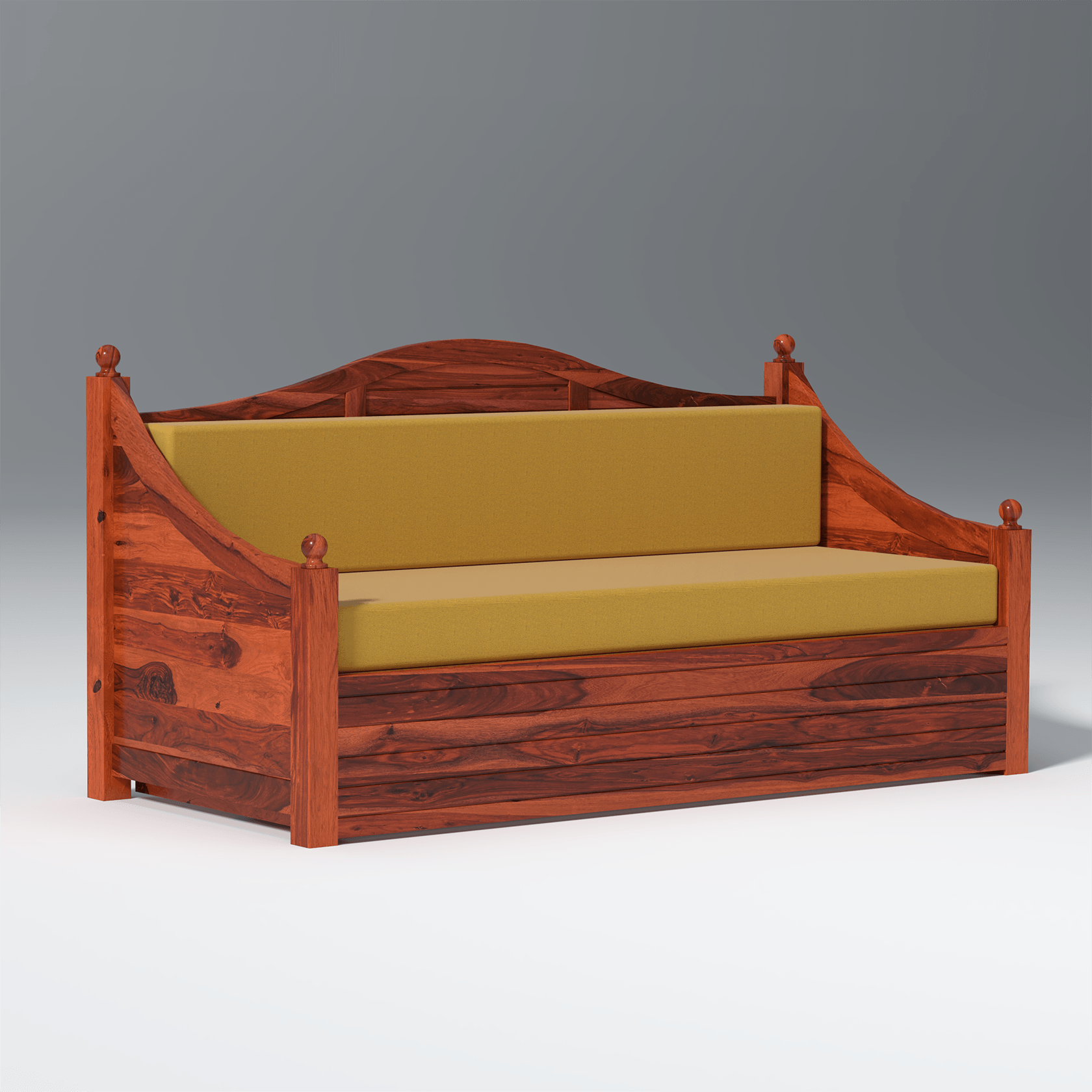 Noddings Nest Sheesham Wood Sofa Cum Bed In Reddish Rosewood - Ouch Cart 