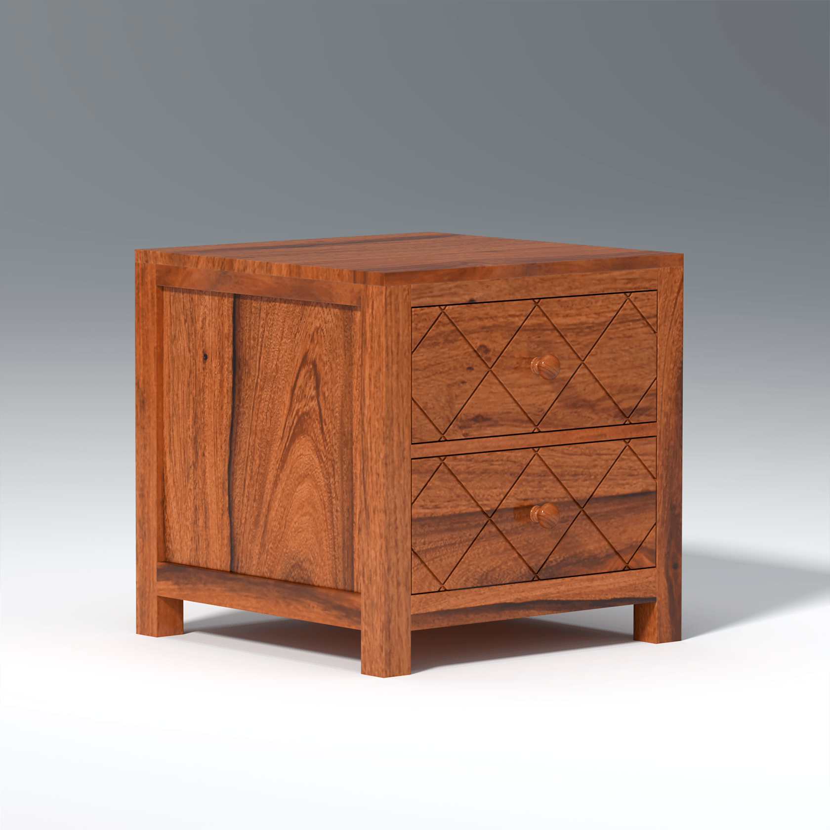 Lofted Sheesham Wood Bedside In Maharani color - Ouch Cart 