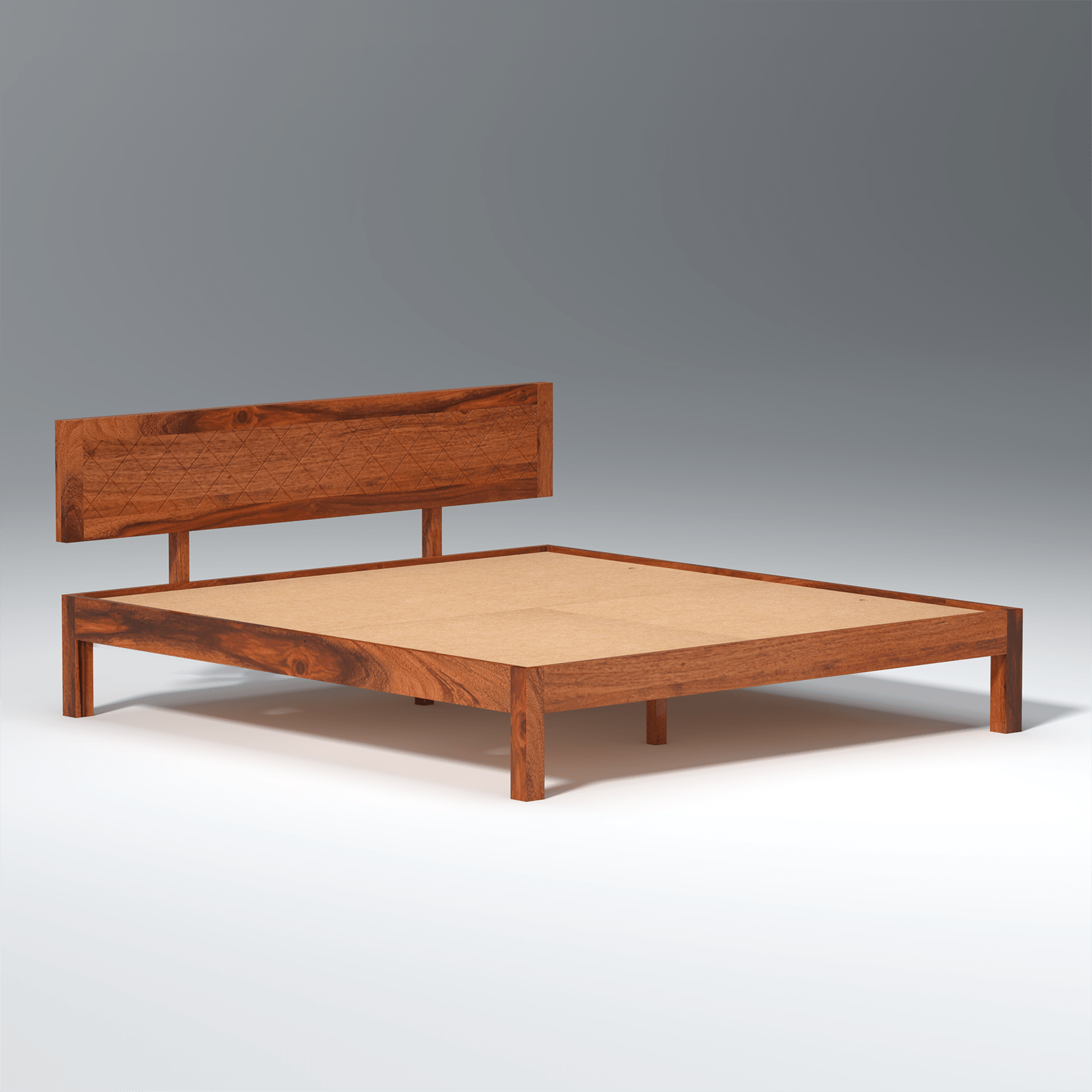 Lofted Sheesham Wood bed Without Storage in Maharani Color - Ouch Cart 