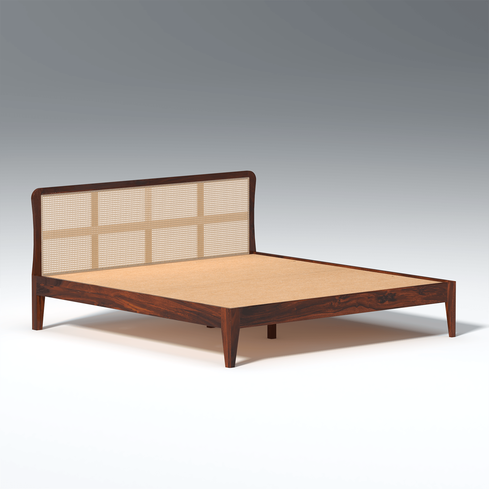 Zen Cane & Sheesham Wood Bed In Maharani Finish - Ouch Cart 